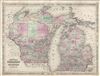 1866 Johnson Map of Wisconsin and Michigan