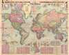 1907 Bacon Folding Wall Map of the World