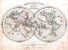 1848 Barbie du Bocage Map of the World in Hemispheres