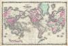 1863 Johnson Map of the World on Mercator Projection