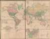1849 Johnston Library Wall Map of the World w/Texas at fullest