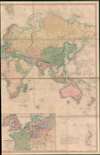 Johnstons' Commercial Chart of the World on Mercators Projection from the latest and Best Authorities Containing the Position of Every Place of Commercial Importance, Shhowing the Princial Currents of hte Ocean with their Direction and Rate of Progress.  With an Enlarged Map of Central Europe Showing the Railway Communication between the Different Countries, and Distinguishing the States which compose the German Customs Union. - Alternate View 3 Thumbnail