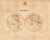 1865 American School Boy Patriotic Manuscript Map of the World