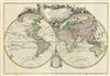 1762 Lattre and Janvier Map of the World on a Hemisphere Projection