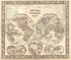 1860 Mitchell Map of the World in Hemispheres