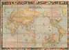 1909 Osaka Mainichi Shimbun Map of the World w/flags