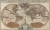 1691 Sanson Map of the World on Hemisphere Projection