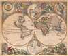 1700 Peter Schenk Double-Hemisphere World Map