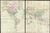 1845 Teesdale Dissected Library or Wall Map of the World (w/ Republic of Texas)