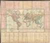 1840 Walker Folding Wall Map of the World w/Republic of Texas