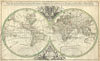 1691 Sanson Map of the World on Hemisphere Projection