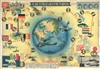 1925 Taisho 14 Japanese Pictorial Map of the World and Sugoroku Gameboard