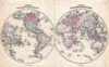 1862 Johnson Map of the World on Hemisphere Projection
