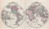 1866 Johnson Map of the World in Hemispheres