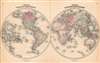 1863 Johnson Map of the World in Hemispheres