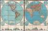 1880 Kellner Wall Map of the World in Hemispheres
