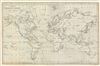 1851 Black Map or Chart of the World's Magnetic Waves