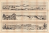 Panoramic views : Glacial lake and moraines on New Fork of Green River - Wind River Mountains ; the glaciers of Fremont's Peak, Wind River Mountains, Wyoming ; the Teton Range from upper Grosventre Butte looking west, with the valley of Snake River in the foreground. - Main View Thumbnail