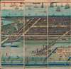 1860 Sadahide View of Treaty Port Yokohama, Japan in Six Sheets