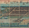 1860 Sadahide View of Treaty Port Yokohama, Japan in Six Sheets